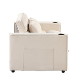 55.3" 4 - 1 Multi - functional Sofa Bed with Cup Holder and USB Port for Living Room or Apartments Milky White - SG000830AAA - image - 30