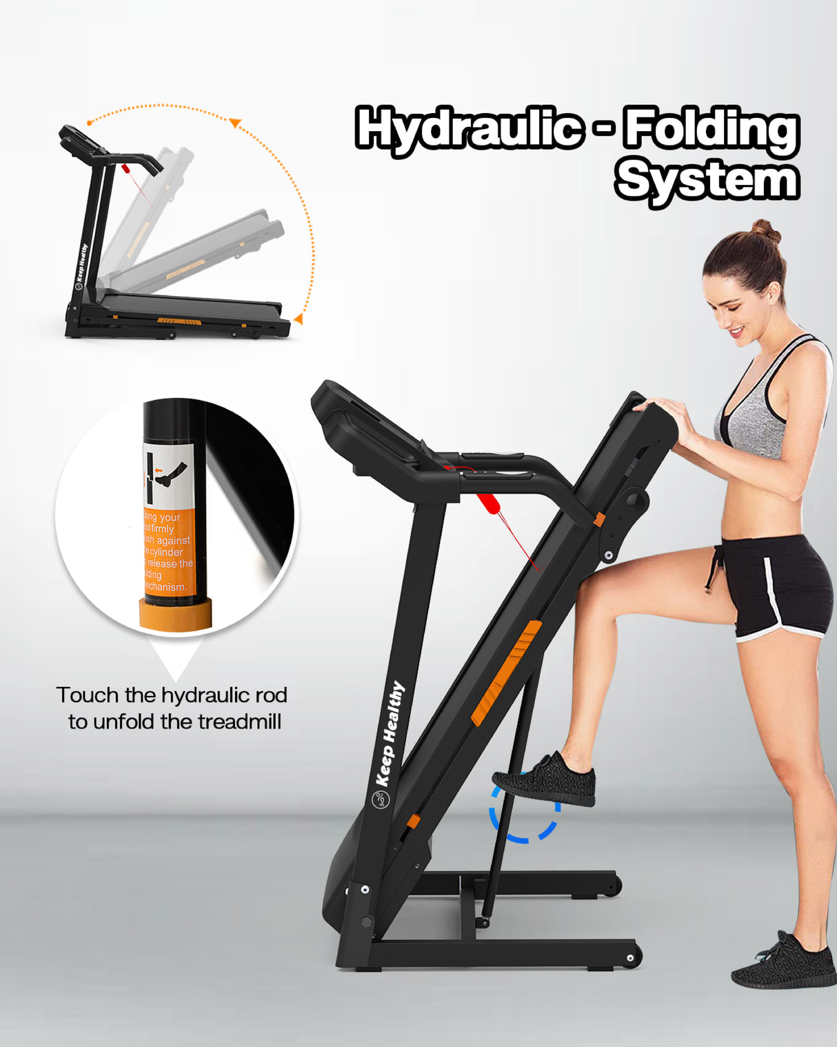 Foldable Treadmill with Incline, Folding Treadmill for Home Electric Treadmill Workout Running Machine, Handrail Controls Speed, Pulse Monitor,APP