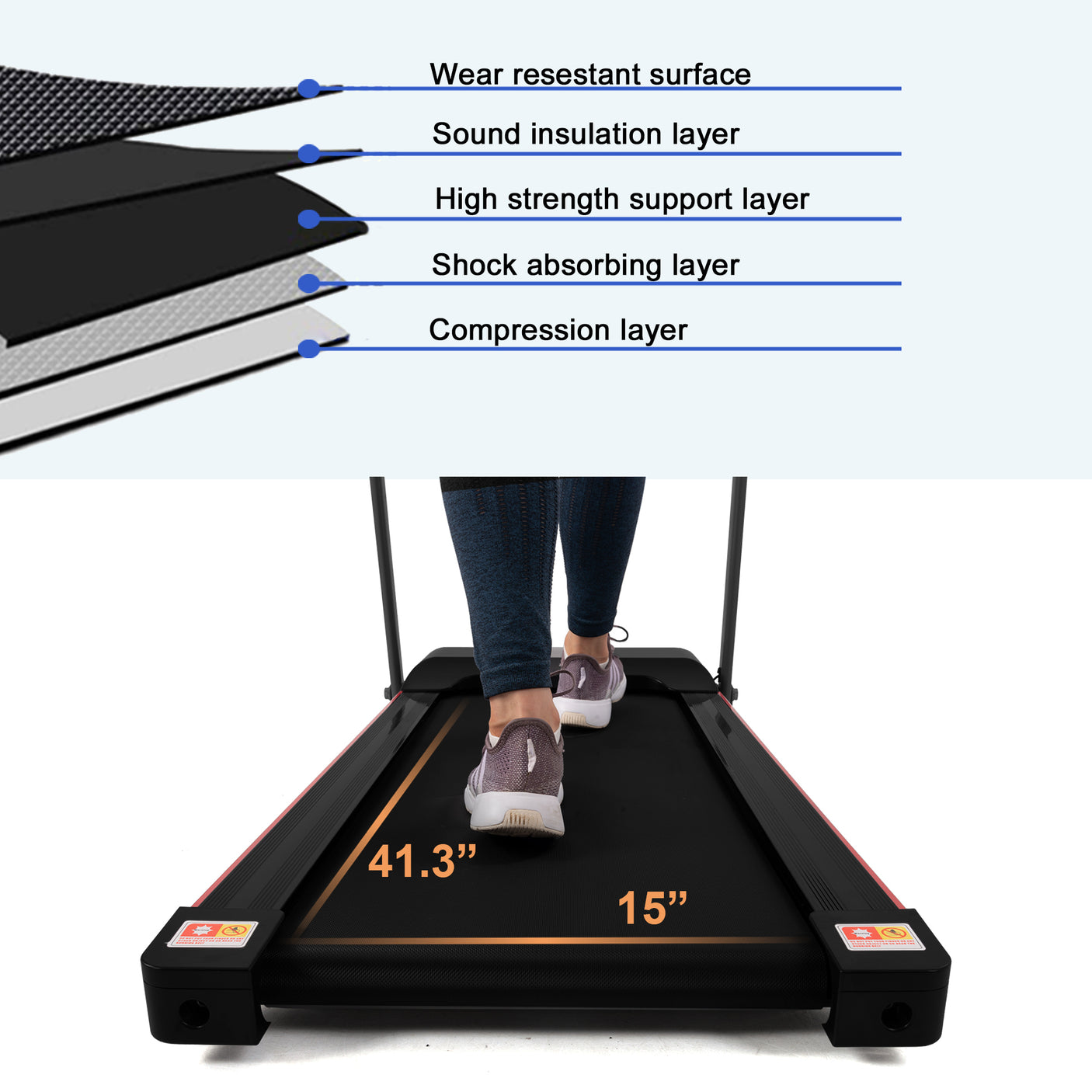 FYC Folding Treadmill for Home with Desk - 2.5HP Compact Electric Treadmill for Running and Walking Foldable Portable Running Machine for Small Spaces Workout, 265LBS Weight Capacity