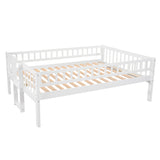 Full-Over-Full-Over-Full Triple Bed with Built-in Ladder and Slide , Triple Bunk Bed with Guardrails, White(OLD SKU :LP000052AAK) - Home Elegance USA