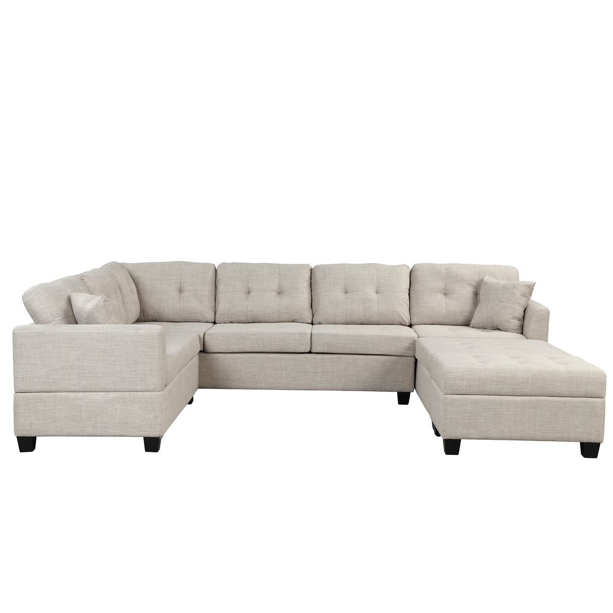 121.3" Oversized Sectional Sofa with Storage Ottoman, U Shaped Sectional Couch with 2 Throw Pillows for Large Space Dorm Apartment - SG000870AAA - image - 9