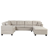 121.3" Oversized Sectional Sofa with Storage Ottoman, U Shaped Sectional Couch with 2 Throw Pillows for Large Space Dorm Apartment - SG000870AAA - image - 9