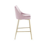 Woker Furniture Contemporary Velvet Upholstered Counter Stool with Brushed Gold Metal Legs and Foot Rest, Set of 2, Light Pink - Home Elegance USA