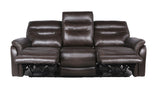 Top-Grain Leather Motion Sofa in Coffee - Contemporary Style, Reclining Footrests, USB Port Home Elegance USA