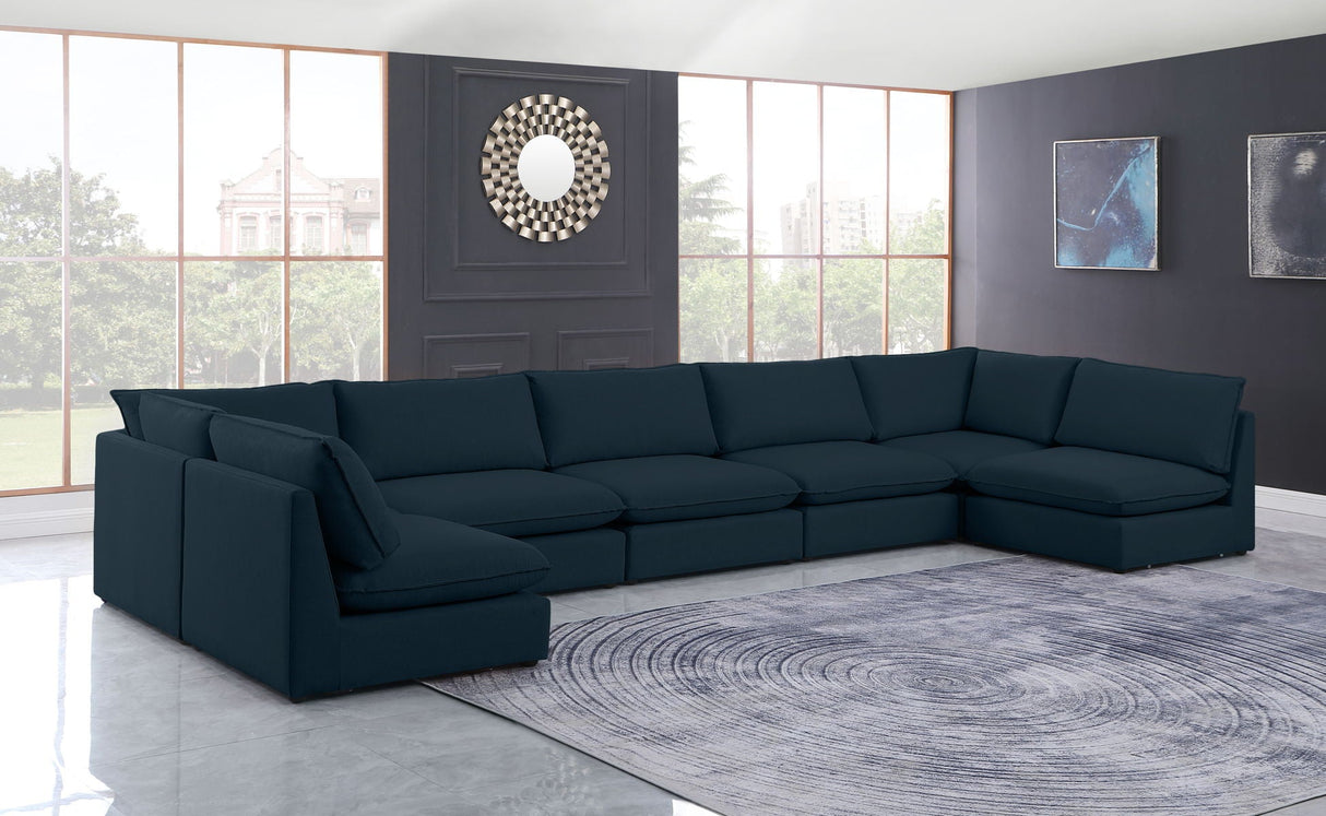 Mackenzie - Modular Sectional 7 Piece - Navy - Fabric - Home Elegance USA