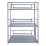 Full-Full-Full Metal  Triple Bed  with Built-in Ladder, Divided into Three Separate Beds,Gray - Home Elegance USA