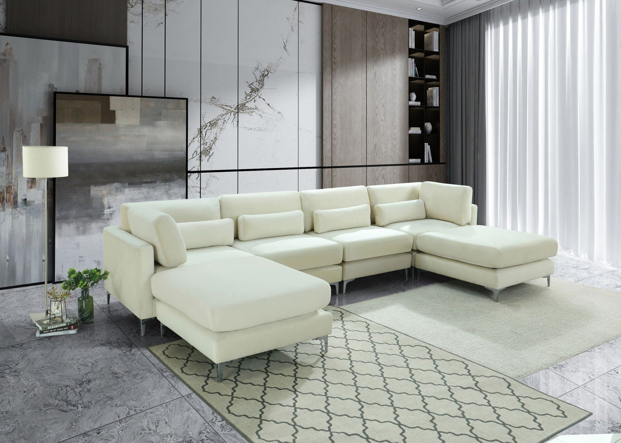 Julia - Modular Sectional 6 Piece - Fabric - Cream - Home Elegance USA