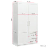 High wardrobe and kitchen cabinet with 2 doors, 2 drawers and 5 storage spaces,white Home Elegance USA