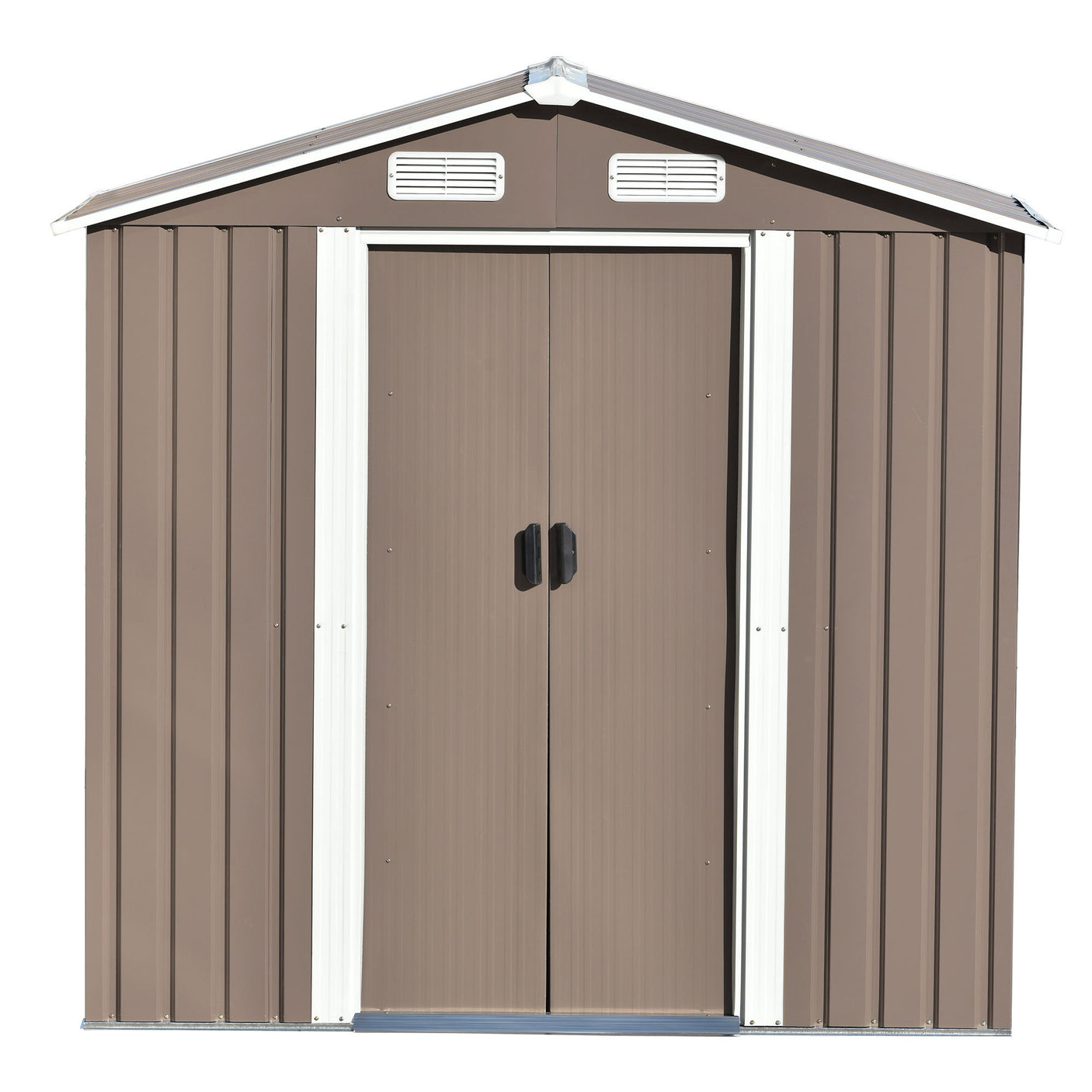 TOPMAX Patio 6ft x4ft Bike Shed Garden Shed, Metal Storage Shed with Adjustable Shelf and Lockable Door, Tool Cabinet with Vents and Foundation for Backyard, Lawn, Garden, Brown