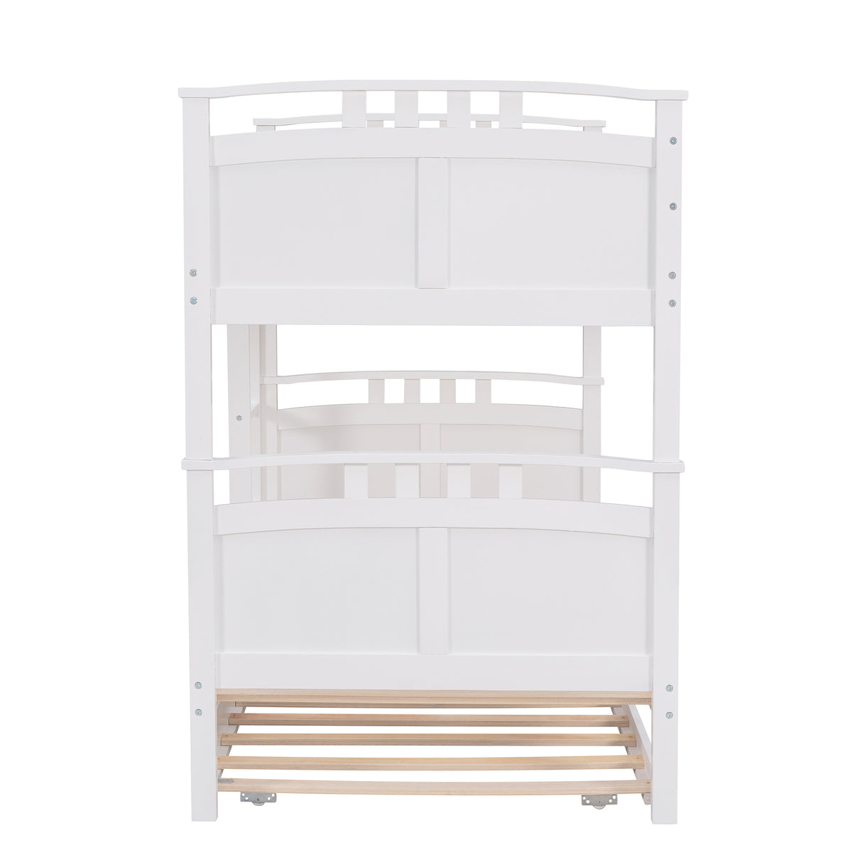 Twin-Over-Twin Bunk Bed with Twin size Trundle , Separable Bunk Bed for Bedroom - White - Home Elegance USA