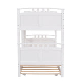 Twin-Over-Twin Bunk Bed with Twin size Trundle , Separable Bunk Bed for Bedroom - White - Home Elegance USA