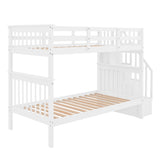 Stairway Twin-Over-Twin Bunk Bed with Storage and Guard Rail for Bedroom, Dorm, White color(OLD SKU :LP000109AAK) - Home Elegance USA