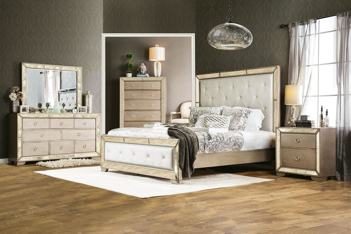 Loraine - 5 Piece Queen Bedroom Set With Chest - Champagne - Home Elegance USA