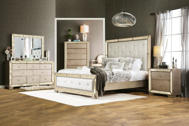 Loraine - 5 Piece Queen Bedroom Set With 2Ns - Champagne - Home Elegance USA