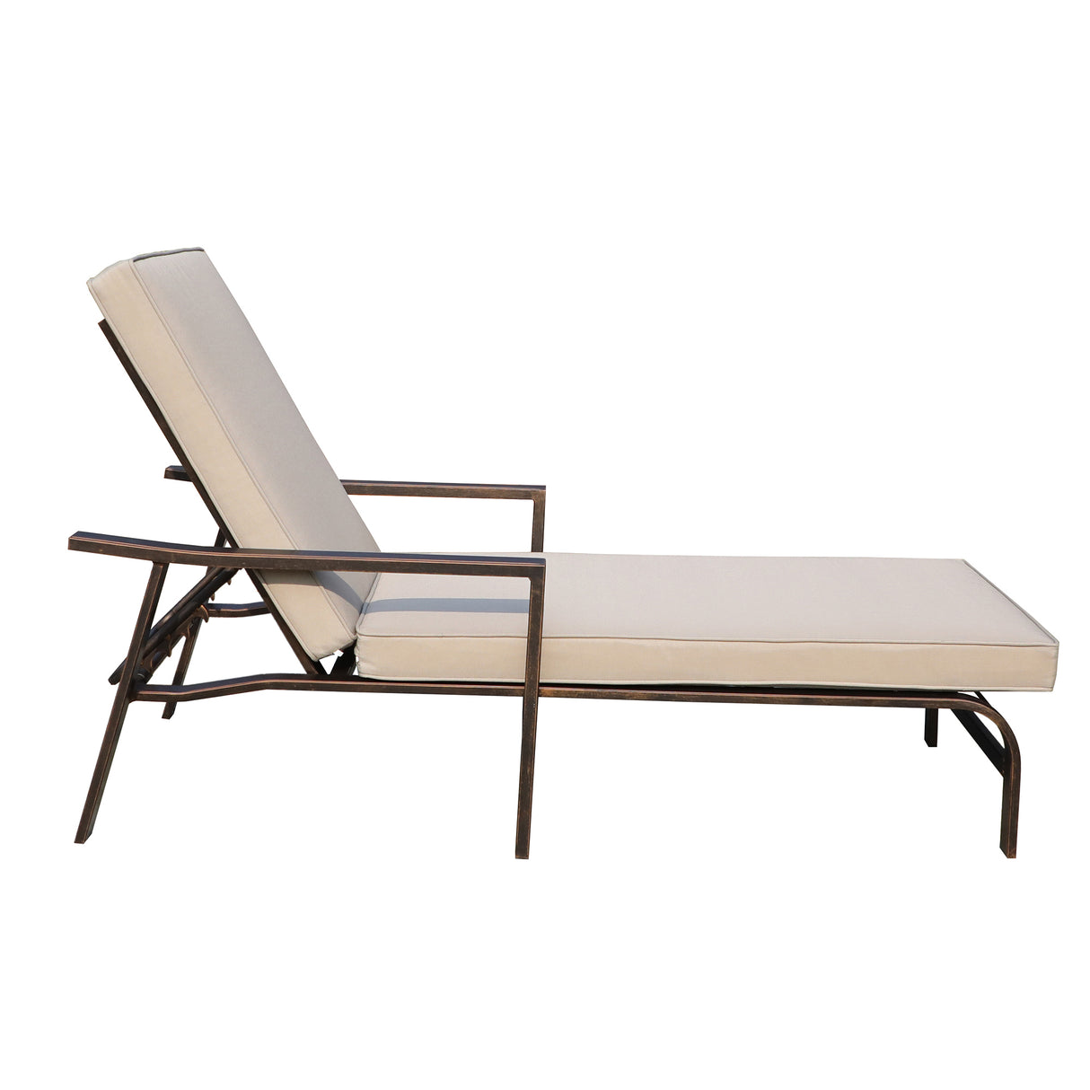 78.93" Long Reclining Chaise Lounge Set with Taupe Cushions, Liberty Bronze