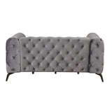 63" Velvet Upholstered Loveseat Sofa,Modern Loveseat Sofa with Button Tufted Back,2 - Person Loveseat Sofa Couch for Living Room,Bedroom,or Small Space,Gray - SG000602AAE - image - 11