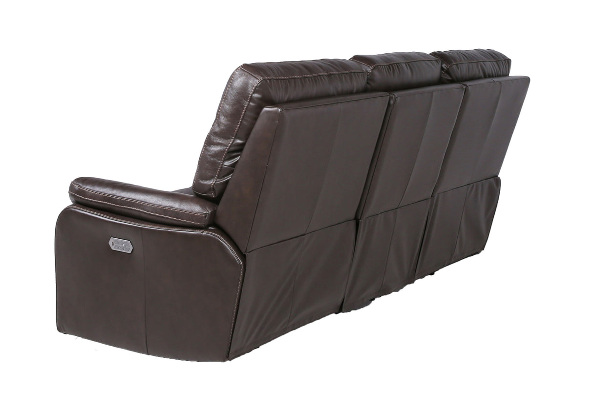 Top-Grain Leather Motion Sofa in Coffee - Contemporary Style, Reclining Footrests, USB Port Home Elegance USA