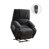 Large size Electric Power Lift Recliner Chair Sofa for Elderly, 8 point vibration Massage and lumber heat, Remote Control, 2 Side Pockets and Cup Holders, cozy fabric overstuffed arm, heavy duty 230LB Home Elegance USA