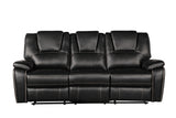 Hong Kong 3 Piece Power Reclining Sofa Set made with Faux Leather in Black Home Elegance USA