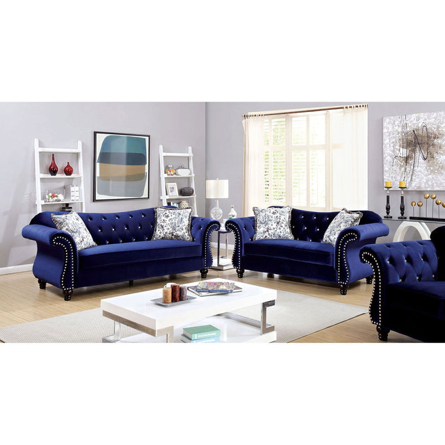 Jolanda - Sofa & Love Seat & Chair - Blue - Home Elegance USA