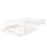 Full-Over-Full Bunk Bed with Ladders and Two Storage Drawers (White) - Home Elegance USA