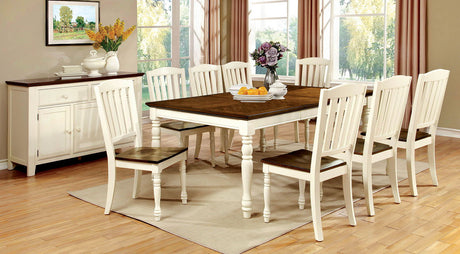 Harrisburg - Dining Table With Butterfly Leaf - Vintage White / Dark Oak - Home Elegance USA