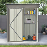 TOPMAX Patio 5ft Wx3ft. L Garden Shed, Metal Lean-to Storage Shed with Adjustable Shelf and Lockable Door, Tool Cabinet for Backyard, Lawn, Garden, Gray