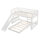 Twin Over Twin Bunk Bed with Slide and Ladder, White(OLD SKU :LP000514AAK) - Home Elegance USA