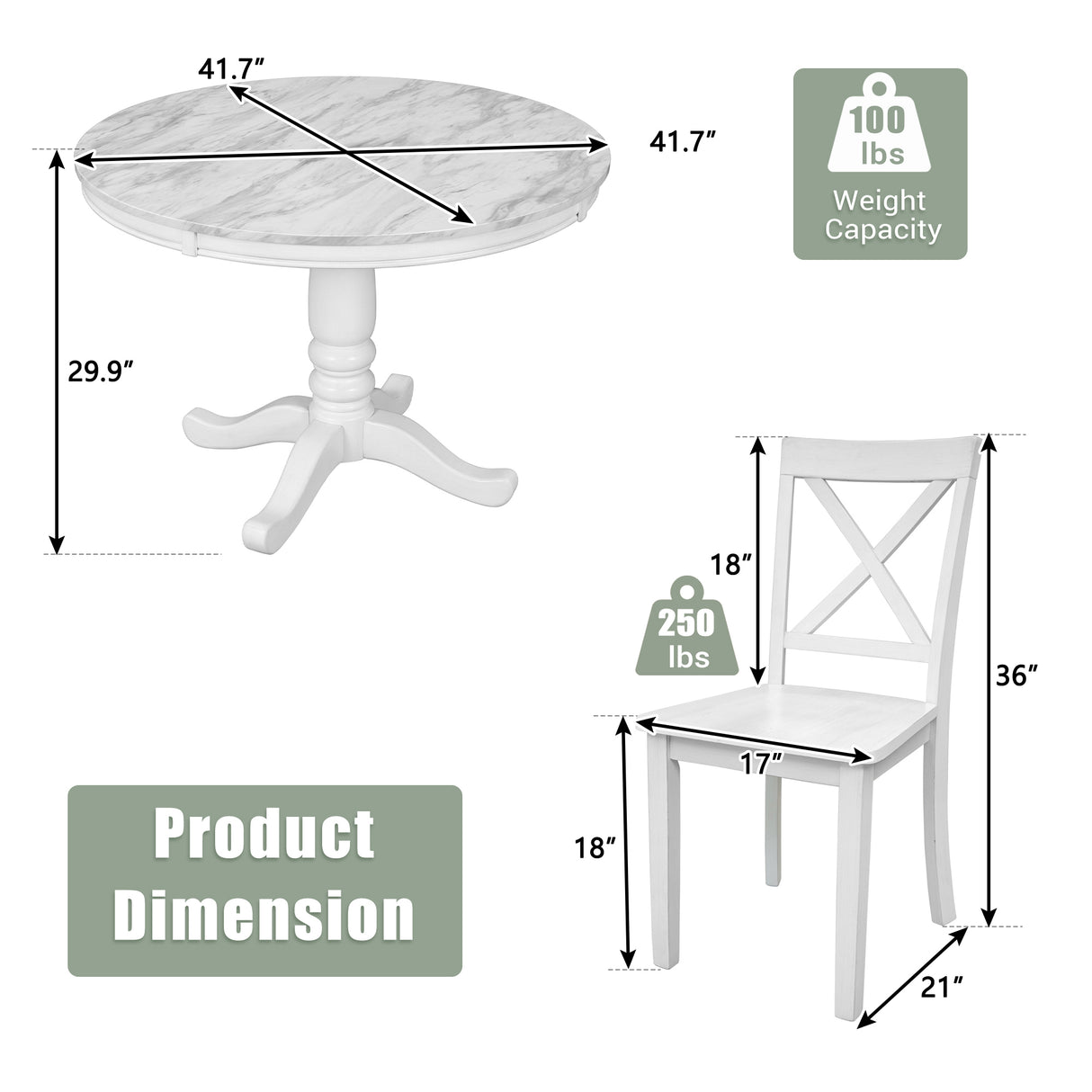 Orisfur. 5 Pieces Dining Table and Chairs Set for 4 Persons, Kitchen Room Solid Wood Table with 4 Chairs - Home Elegance USA