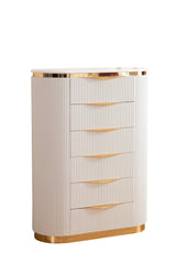 Laura Gold Detailed Chest made with Wood in White - Home Elegance USA