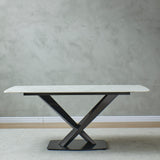 1600mm Artificial Stone Dining Table With Black Frame - Home Elegance USA