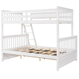 Twin-Over-Full Bunk Bed with Ladders and Two Storage Drawers (White) ( old sku:LT000165AAK） - Home Elegance USA