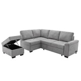 Sleeper Sectional Sofa, L-Shape Corner Couch Sofa-Bed with Storage Ottoman & Hidden Arm Storage & USB Charge  for Living Room Apartment, Gray - Home Elegance USA