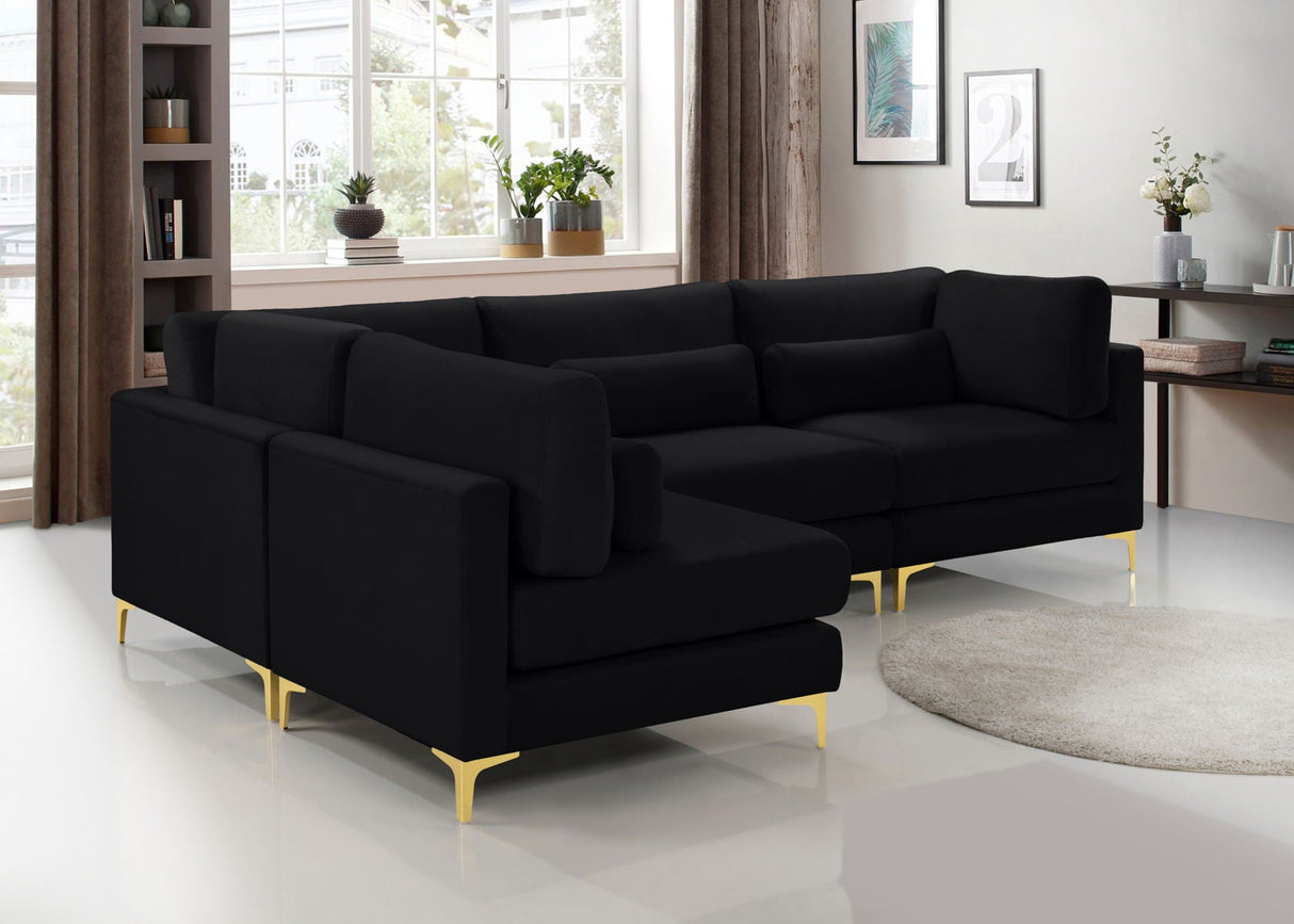 Julia - Modular Sectional 4 Piece - Black - Home Elegance USA