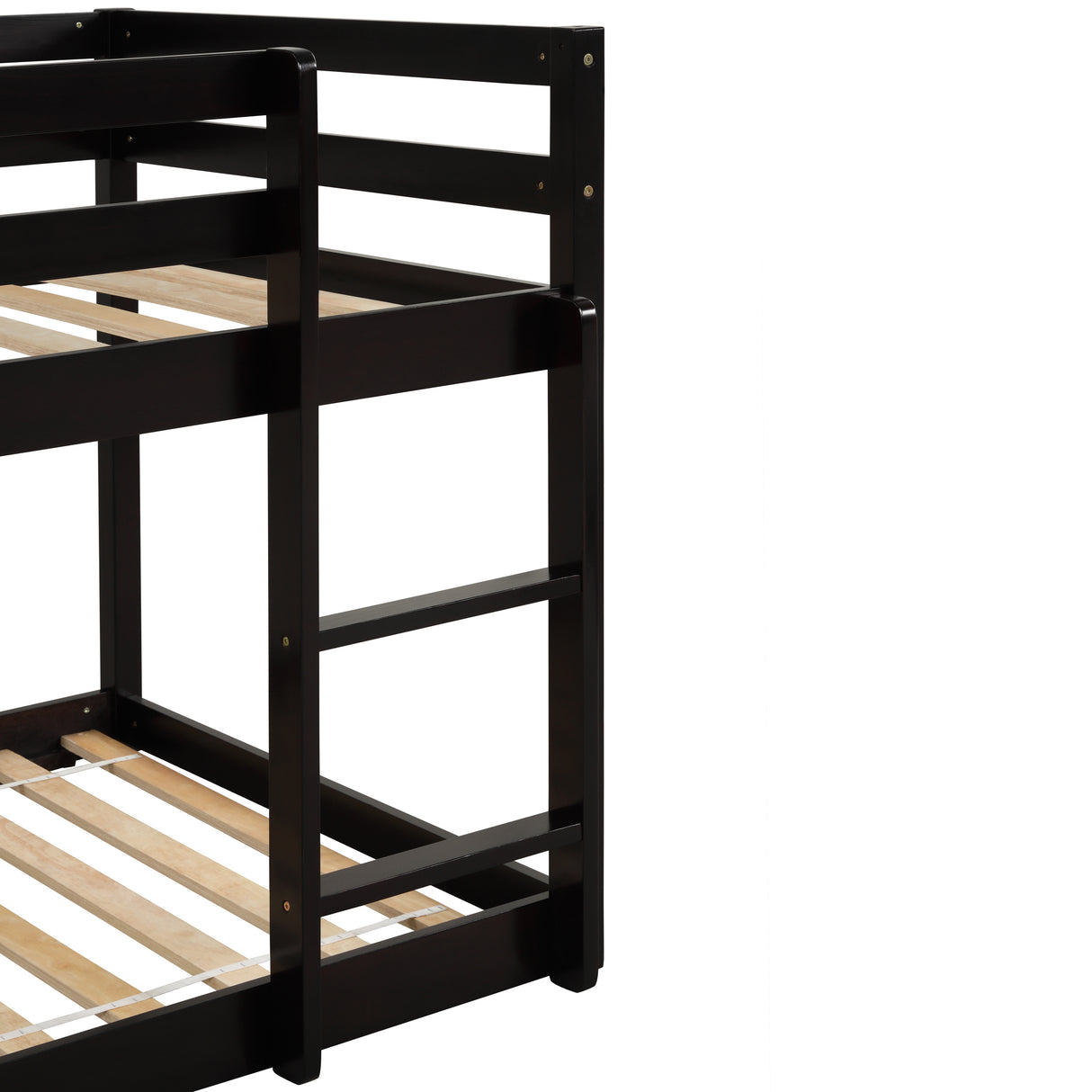 Twin over Twin Floor Bunk Bed,Espresso(Old Sku:W50430321) - Home Elegance USA