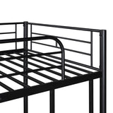 Twin-Over-Twin Metal Bunk Bed With Trundle,Can be Divided into two beds,No Box Spring needed ,Black ( old sku: MF194806AAB ) - Home Elegance USA