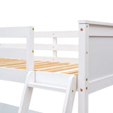 Twin size Loft Bed with Shelves and Desk, Wooden Loft Bed with Desk - White(OLD SKU:LT000537AAK) - Home Elegance USA