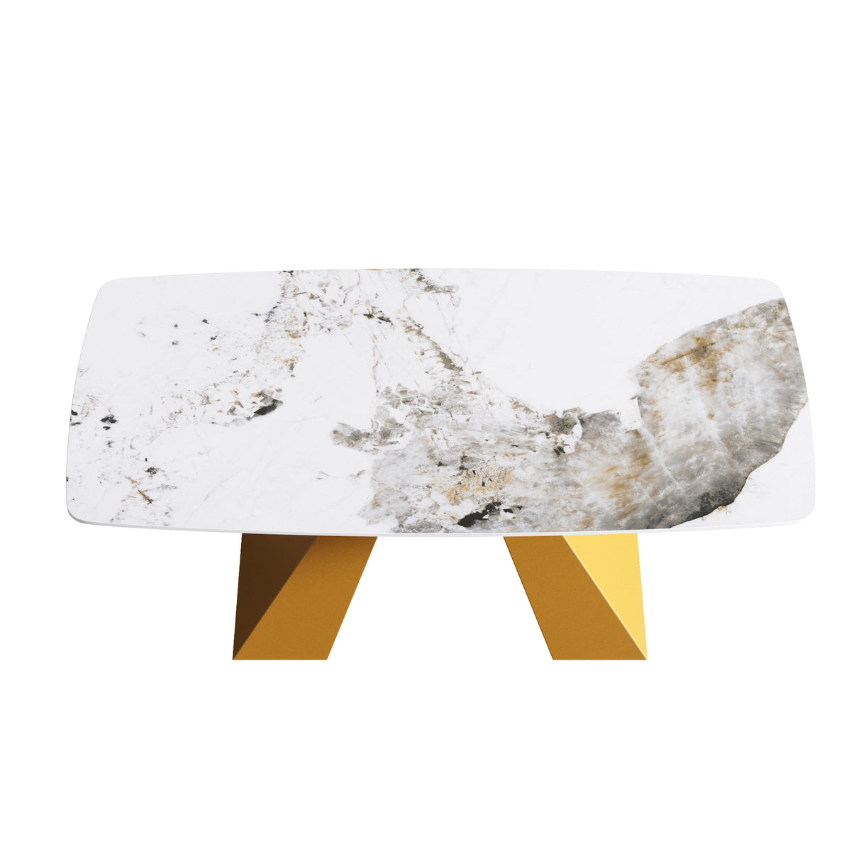 70.87"Modern artificial stone Pandora white curved golden metal leg dining table - can accommodate 6 - 8 people - W1535S00115 - image - 4