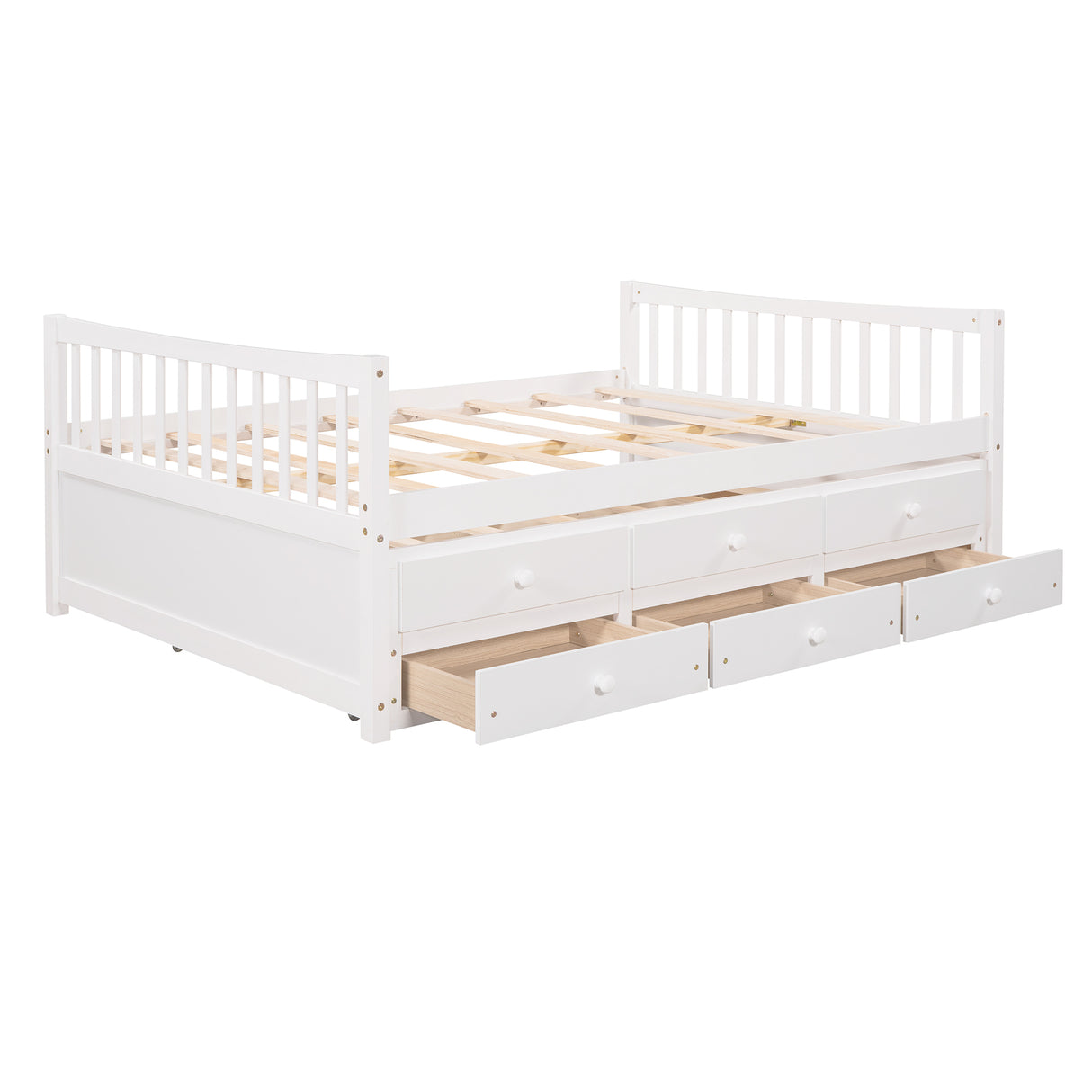 Full size Daybed with Twin size Trundle and Drawers, Full Size, White