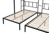 Triple twin bunk bed (Wood Slat and Textilene Guardrail) - Home Elegance USA