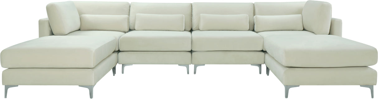 Julia - Modular Sectional 6 Piece - Fabric - Cream - Home Elegance USA