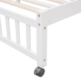 Wooden Twin Over Full Bunk Bed With Six Drawers And Flexible Shelves,Bottom Bed With Wheels,White(OLD SKU:LP000531AAK) - Home Elegance USA