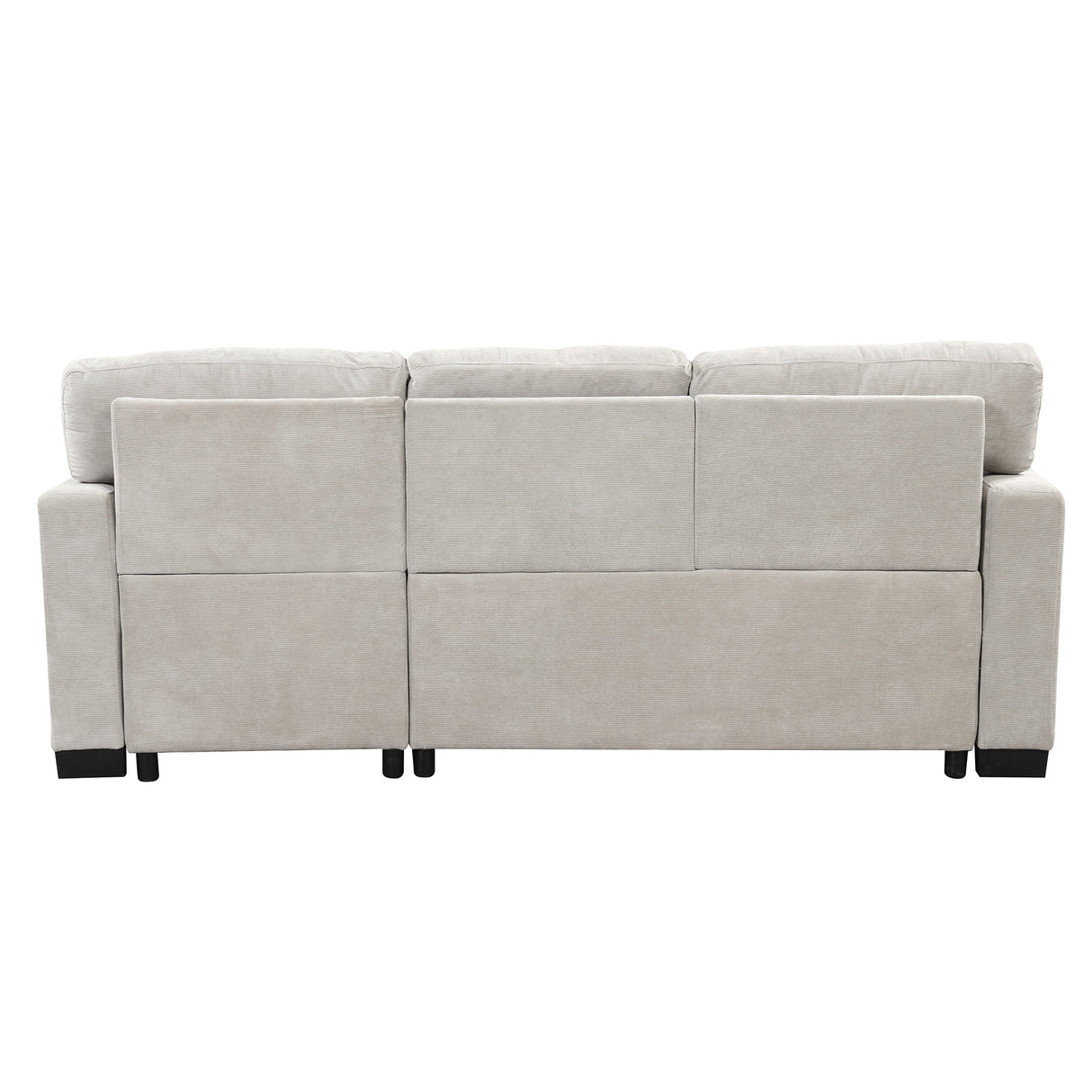 Stylish and Functional Light Chaise Lounge Sectional with Storage Rack Pull-out Bed Drop Down Table  and USB Charger Light Gray - Home Elegance USA