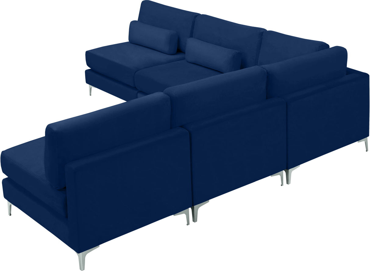 Julia - Modular Sectional 5 Piece - Navy - Fabric - Home Elegance USA