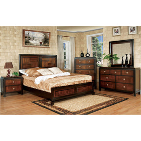 Patra - 5 Piece Queen Bedroom Set With 2Ns - Acacia / Walnut
