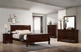 Louis Philippe - Queen Bed & 2 Nightstands & Dresser & Mirror - Cherry - Home Elegance USA