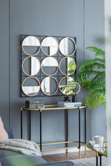 35.6" in Eclectic Styling Metal Beaded Black Wall Mirror with Contemporary Design for Bedroom,Liveroom & Entryway - Home Elegance USA