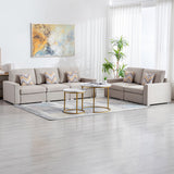 Nolan Beige Linen Fabric Sofa and Loveseat Living Room Set with Pillows and Interchangeable Legs Home Elegance USA