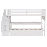 Stairway Twin XL Loft Bed with Twin Size Trundle and 3 Drawers, Storage, Desk, White - Home Elegance USA