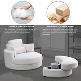 [Video] Welike Swivel Accent Barrel Modern Sofa Lounge Club Big Round Chair with Storage Ottoman Linen Fabric for Living Room Hotel with Pillows. *2PCS Home Elegance USA